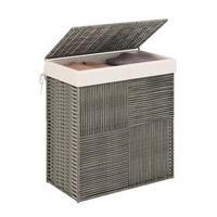 KOŠ NA PRÁDLO, sivý - sivá, plast (33/57/62cm) - COSTWAY