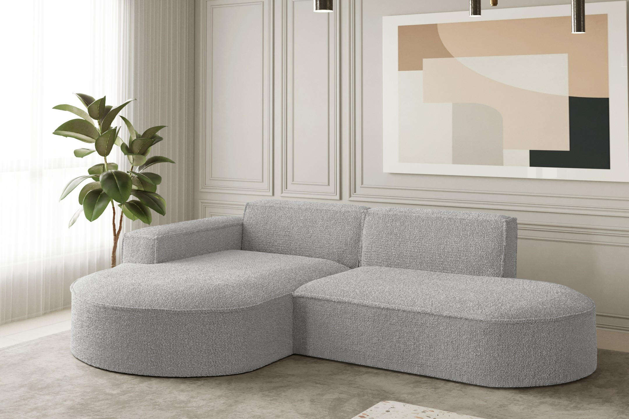 Thumbnail - Kaiser Möbel Ecksofa, Hellgrau, Holz, einzeln stellbar, L-Form, 236x165 cm, Wohnzimmer, Sofas & Couches, Wohnlandschafte...