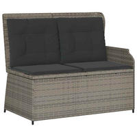 GARTENBANK Verstellbar mit Kissen Grau Poly Rattan - Grau, Kunststoff (95/95/110cm)