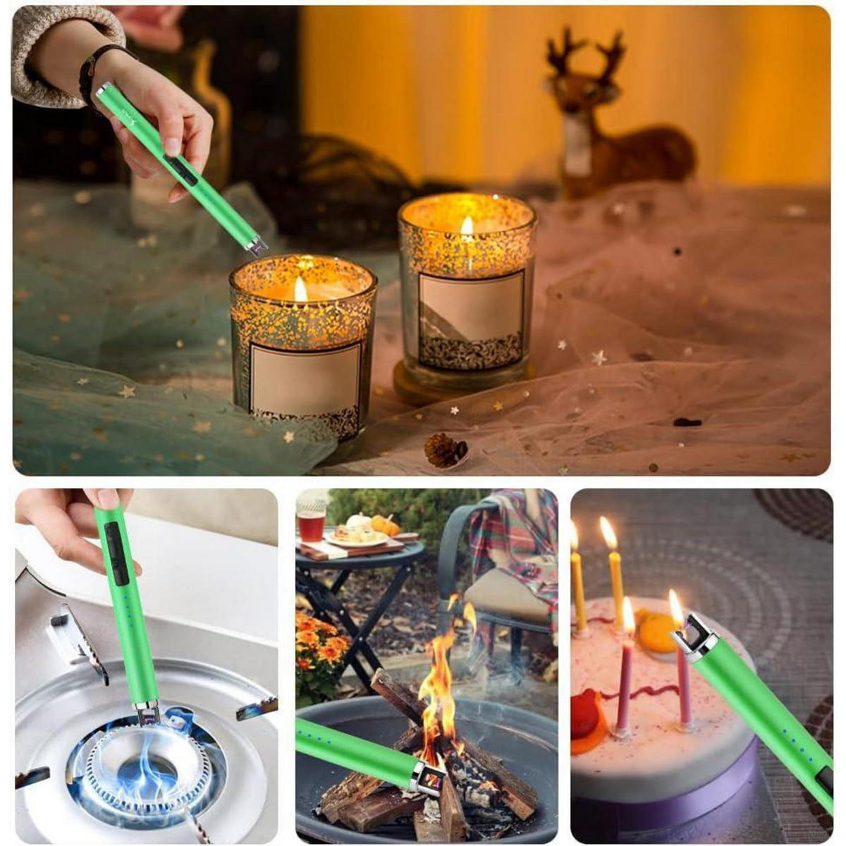 STABFEUERZEUG Plasma USB Aufladbar Grün - Hellgrün, Kunststoff (4/1.9/17.8cm)
