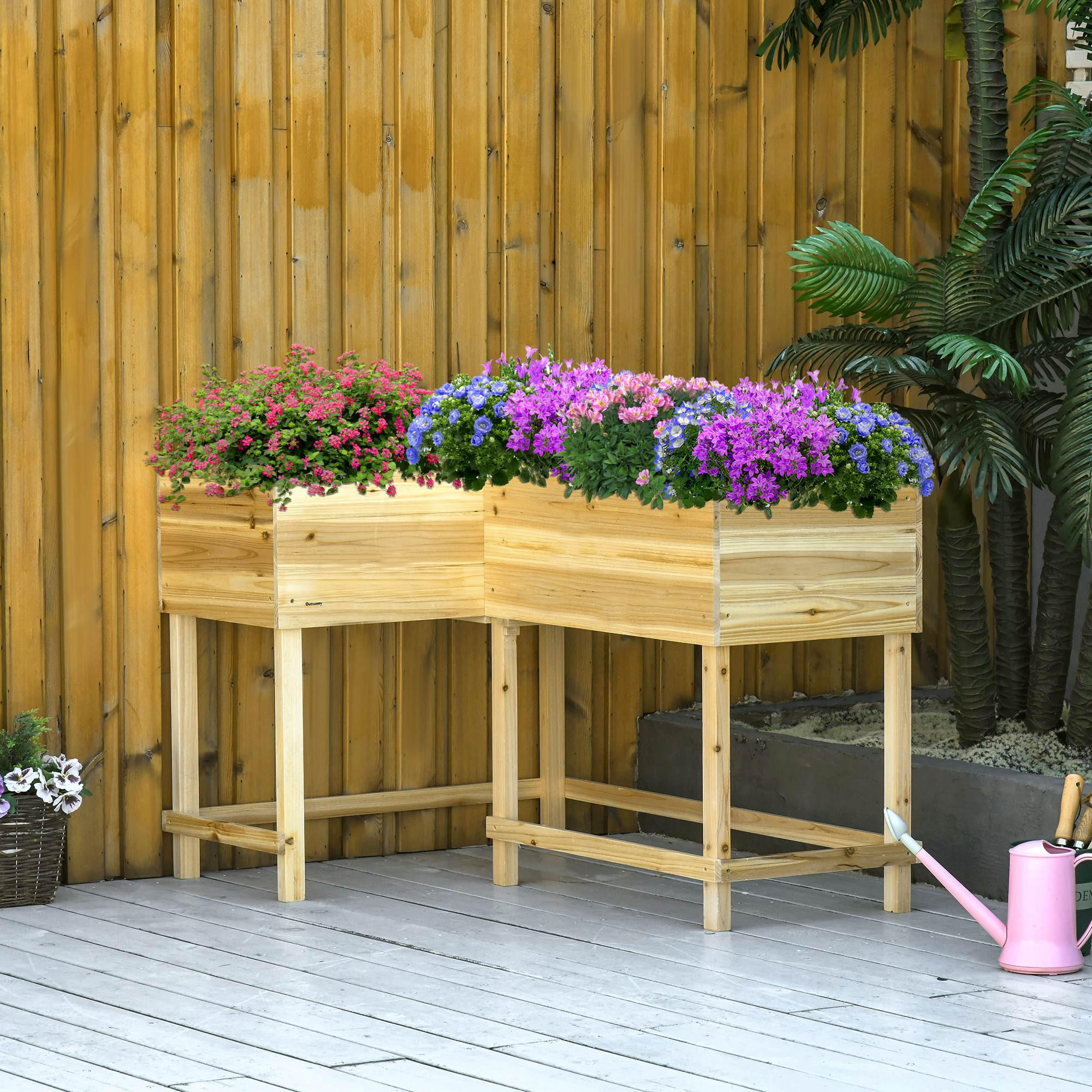 HOCHBEET, Naturholz, Tannenholz - Naturfarben, Holz (91/81/122cm) - Outsunny