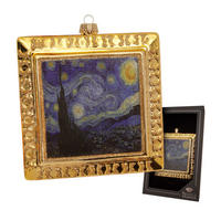 CHRISTBAUMSCHMUCK Sternennacht Kunstwerk Goldfarbig 12cm (Glas / 1 Stk.) - Goldfarben, Glas (12/12/3cm) - Krebs Glas Lauscha