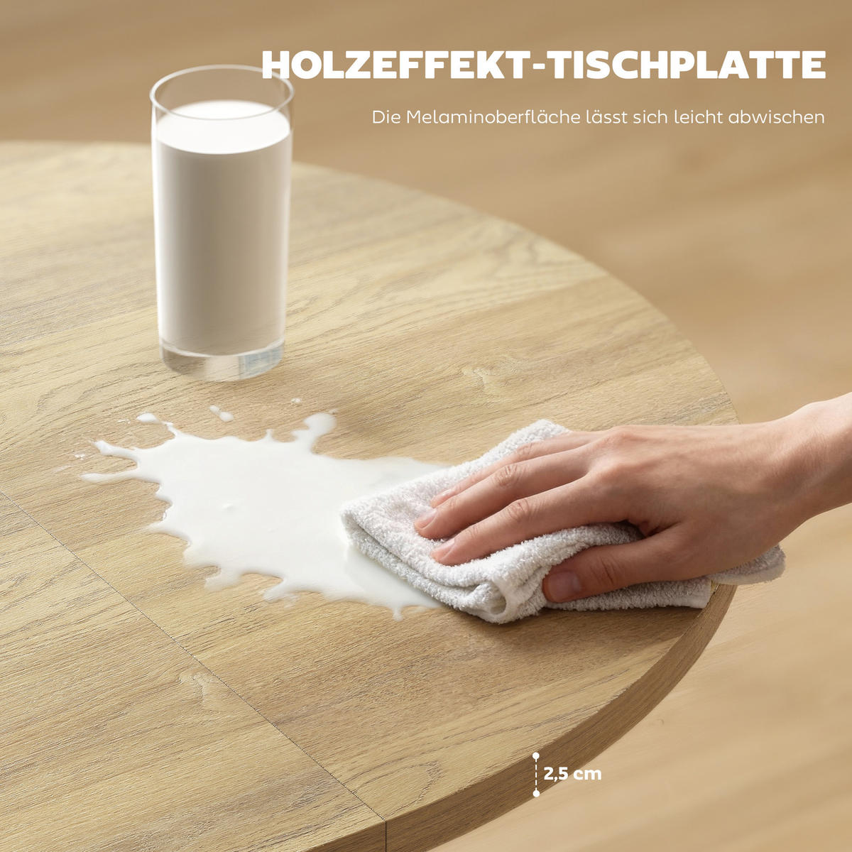 ESSTISCH ausziehbar 100/135 x 100 cm Esszimmertisch mit Tischbeine aus Stahl - Schwarz/Naturfarben, Holzwerkstoff/Metall (135/100/75cm) - HOMCOM