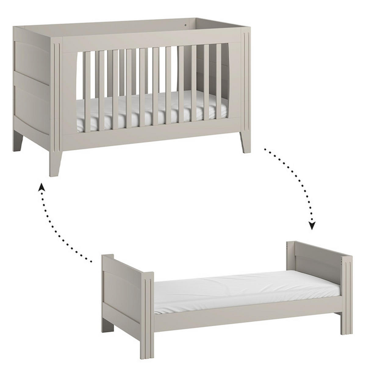 BABYZIMMER 3-teilig Milenne Beige - Beige, Holz (144/80/75cm) - Petits-meubles