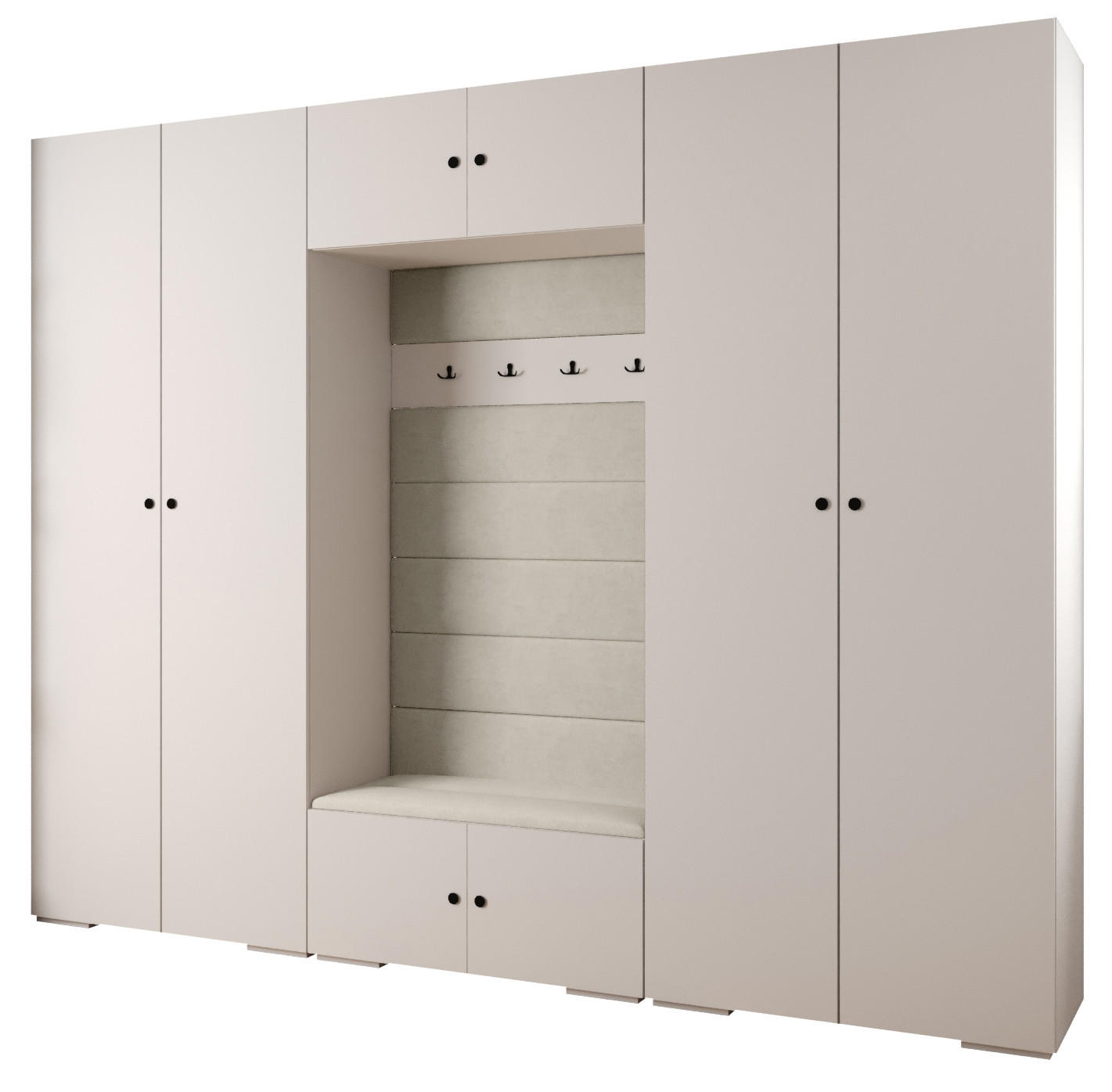 Abiks Möbel Garderoben-Set Weiß, Beige, Schwarz 300x236.7x47 cm