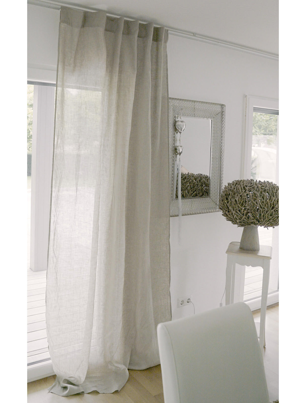 SCHLAUFENVORHANG reines Leinen mit verdeckten Schlaufen leinen-taupe 135/245 cm - Taupe, Naturmaterialien (135/255cm) - beties Heimtextil