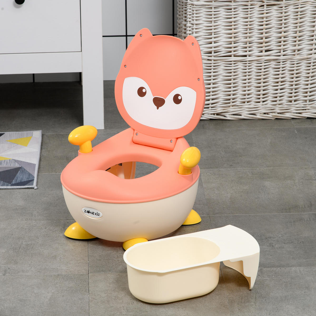 KINDERTOILETTE, Kunststoff, Rosa/Weiß/Gelb, 34,5L x 35B x 23H cm - Rosa, Kunststoff (35/23/34.5cm) - ZONEKIZ