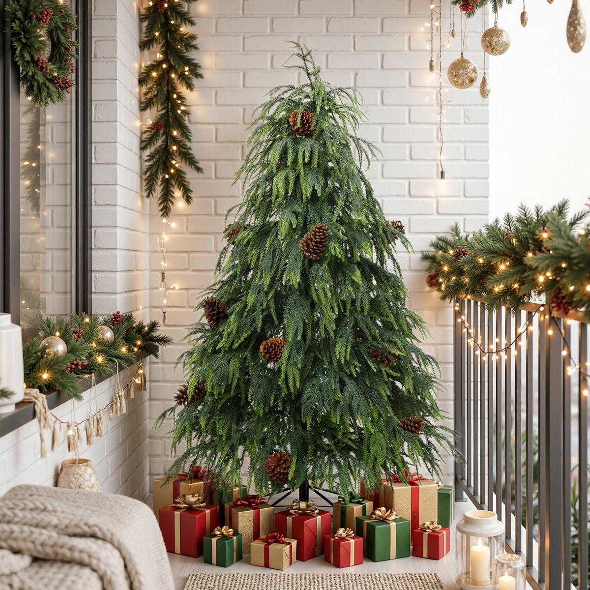 WEIHNACHTSBAUM 150 cm Norfolk-Optik, 3070 PE-Zweigspitzen - Grün, Kunststoff (150cm) - Hometopia