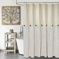 DUSCHVORHANG Braun Leinen maschinenwaschbar wasserdicht ideal fürs Badezimmer und Badewanne - Braun, Textil (183/183cm) - MCBOSON