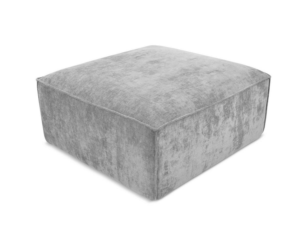 POUF Chenille Stoff Grau - Hellgrau/Schwarz, Holzwerkstoff/Kunststoff (87/46/87cm) - Makamii