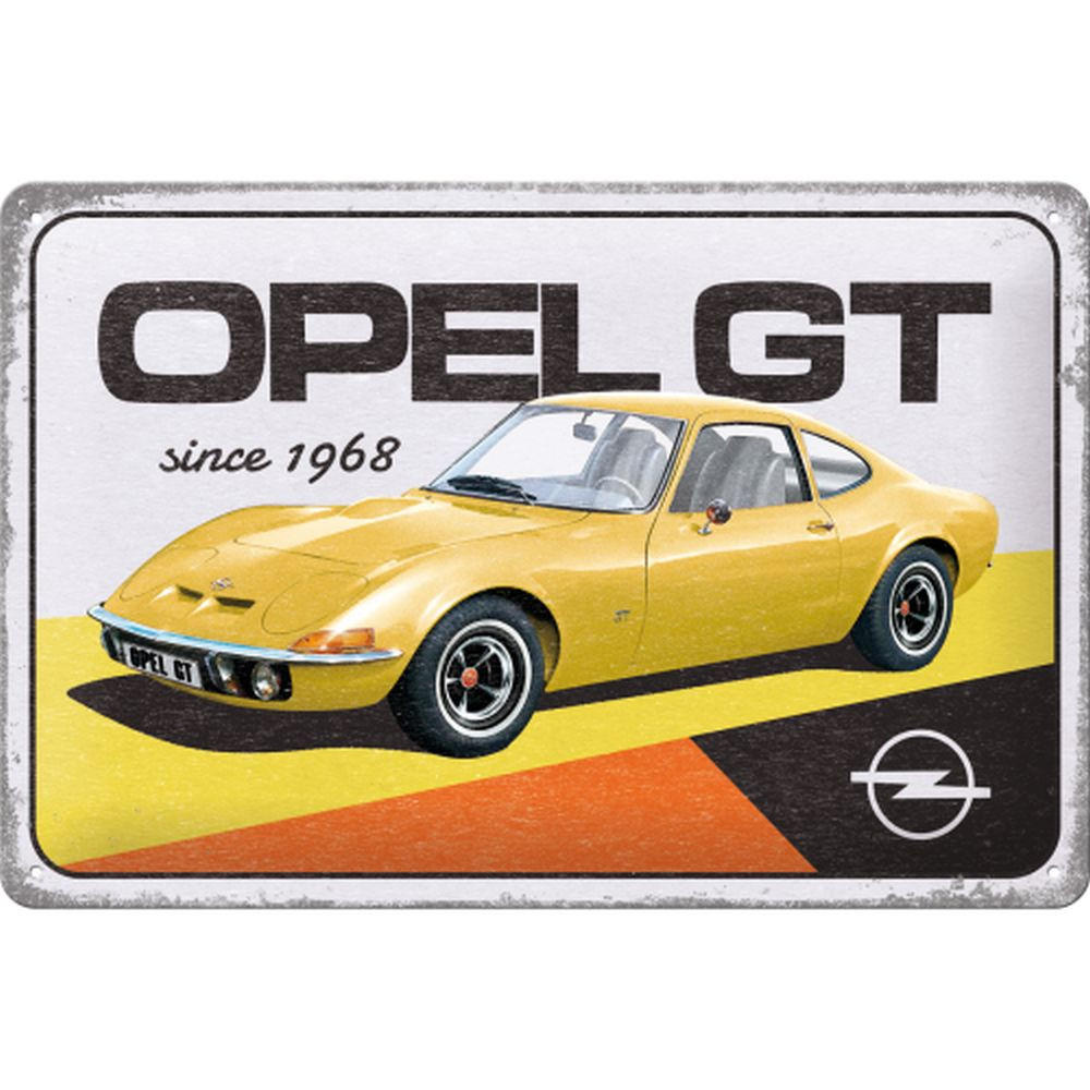BLECHSCHILD 20/30 cm Opel GT since 1968 - Multicolor, Metall (30/20/0.2cm) - Nostalgic-Art