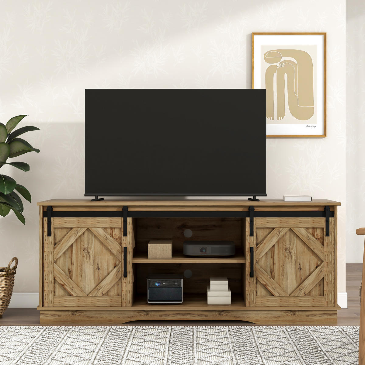 TV-SCHRANK in Braun mit Schiebetüren und höhenverstellbaren Regalen 150/40/60 cm - Braun, Holzwerkstoff (150/60/40cm) - Redom