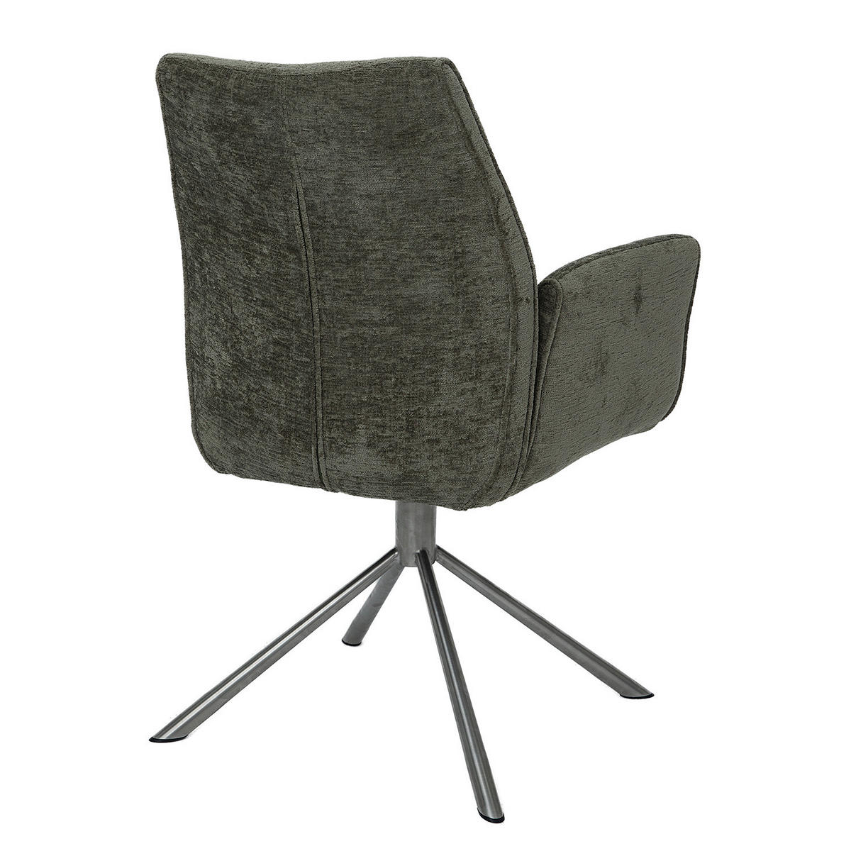 ARMLEHNENSTUHL - Chenille / Edelstahl - Olivgrün, Textil/Metall (64/90/66cm) - home24