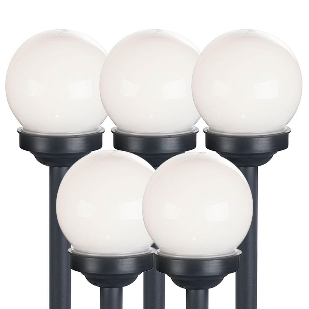 LED AUSSENLEUCHTE Solarkugel Weiß 5er Set - Weiß, Kunststoff (10/10/38cm)