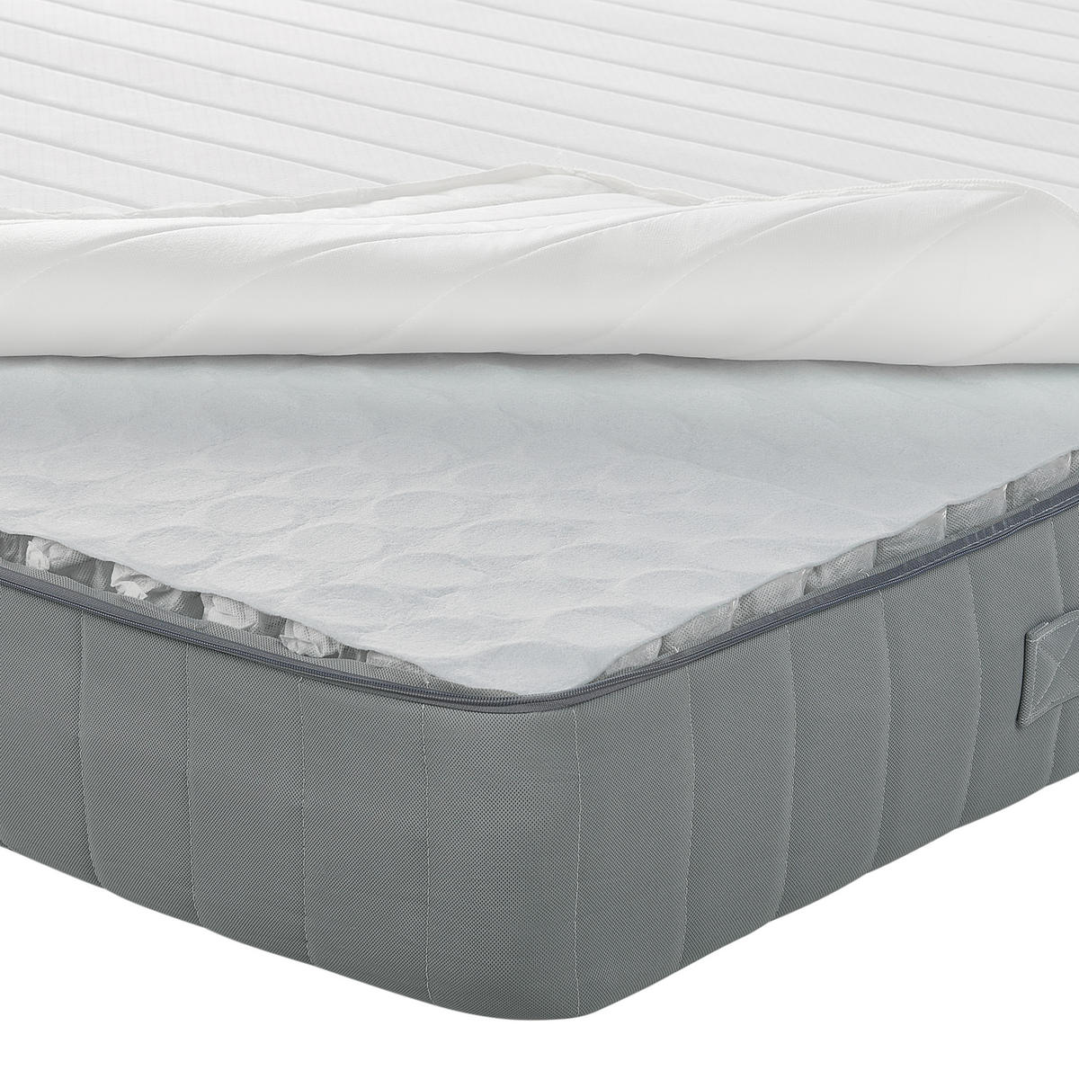 MEMORYSCHAUM-TASCHENFEDERKERNMATRATZE H2/3 Mittel 90/200 cm Drift - Weiß, Textil (90/200cm) - Beliani