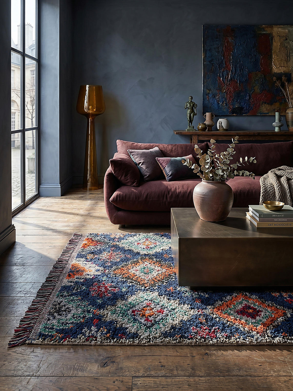 HOCHFLORTEPPICH mit Fransen TAFRAUT, im Berber-Stil, Marineblau, 200 x 300 cm - Blau, Textil (300/200cm) - KADIMA DESIGN