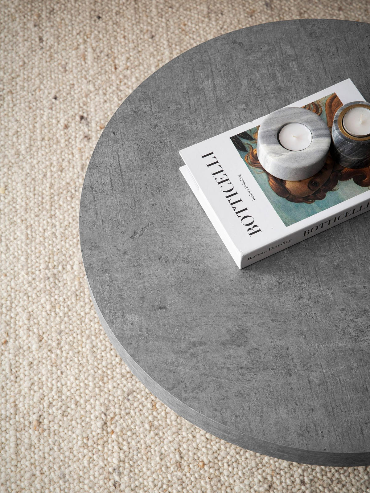 COUCHTISCH rund in Stein-Optik – moderner Look in Grau, Grau 60x60x30 cm - Grau, Holzwerkstoff (60/60/30cm) - KADIMA DESIGN
