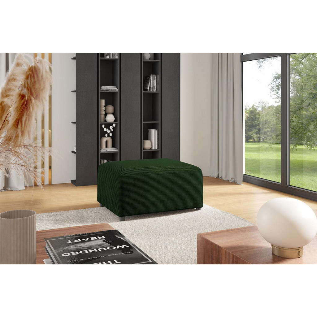 Thumbnail - Fun Möbel Ecksofa, Dunkelgrün, Textil, Ottomane rechts, 304x165 cm, Wohnzimmer, Sofas & Couches, Wohnlandschaften, Eckso...