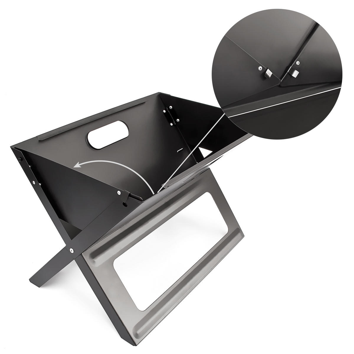 KLAPPGRILL - Silberfarben, Metall (30/30.5/45.5cm) - Relaxdays