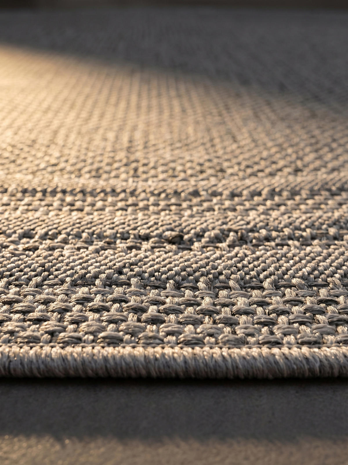 TEPPICH Outdoor VENTOUX in Grau, mit Bordüre, Ø 200 cm - Grau, Textil (200/200cm) - KADIMA DESIGN