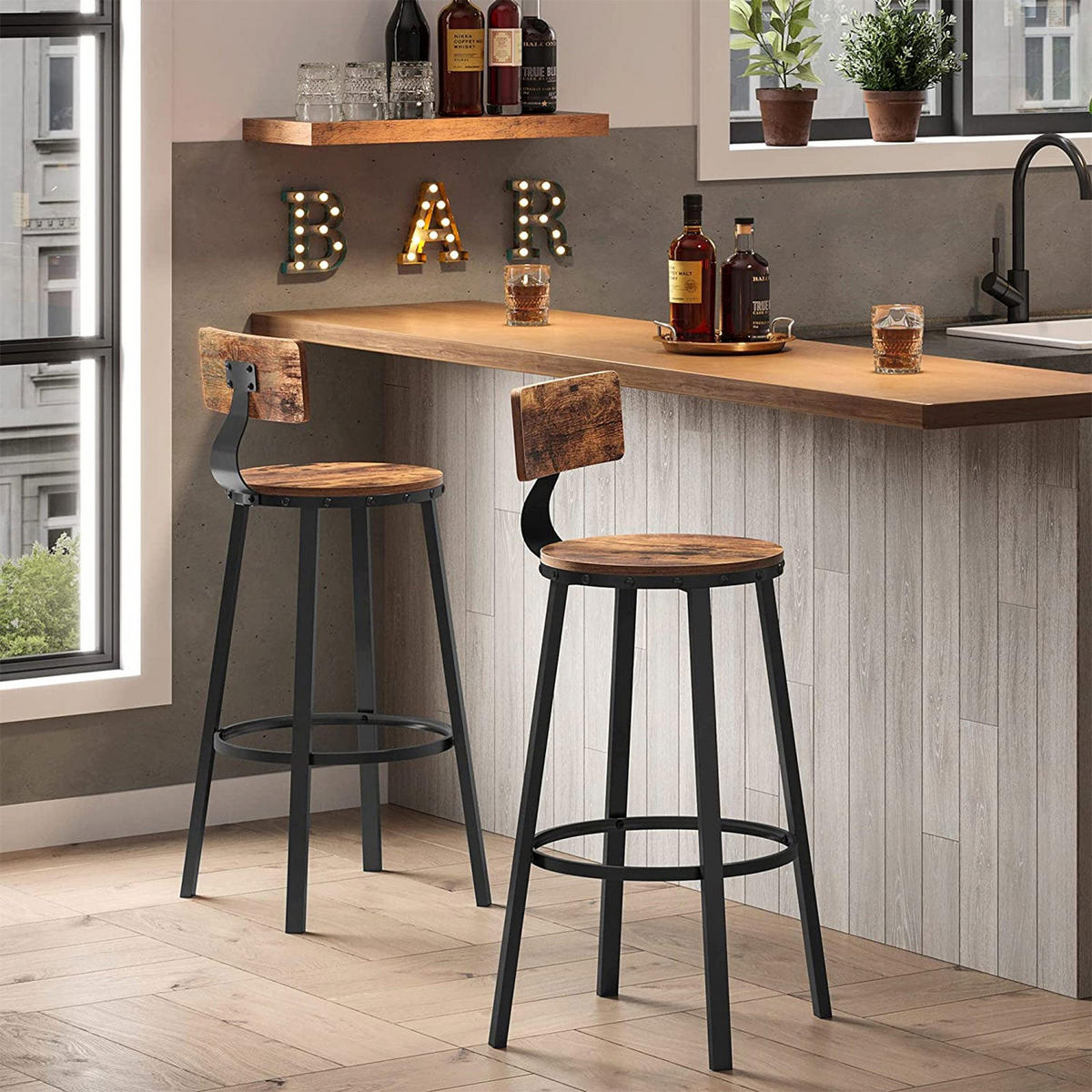 BARSTUHL 2ER-SET - Braun, Holzwerkstoff (54/99/54cm) - Hansiro