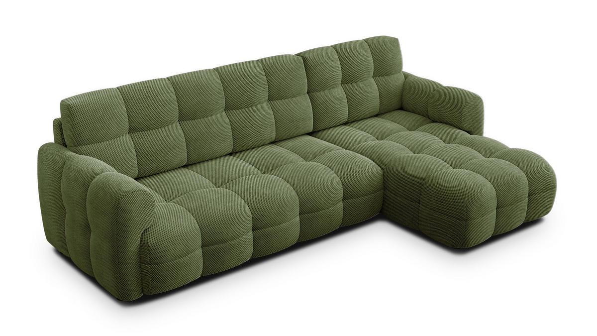 ECKSOFA MELLOW 4-Sitzer, olive - Schwarz/Grün, Holz/Textil (262/156cm) - Courtois Laville