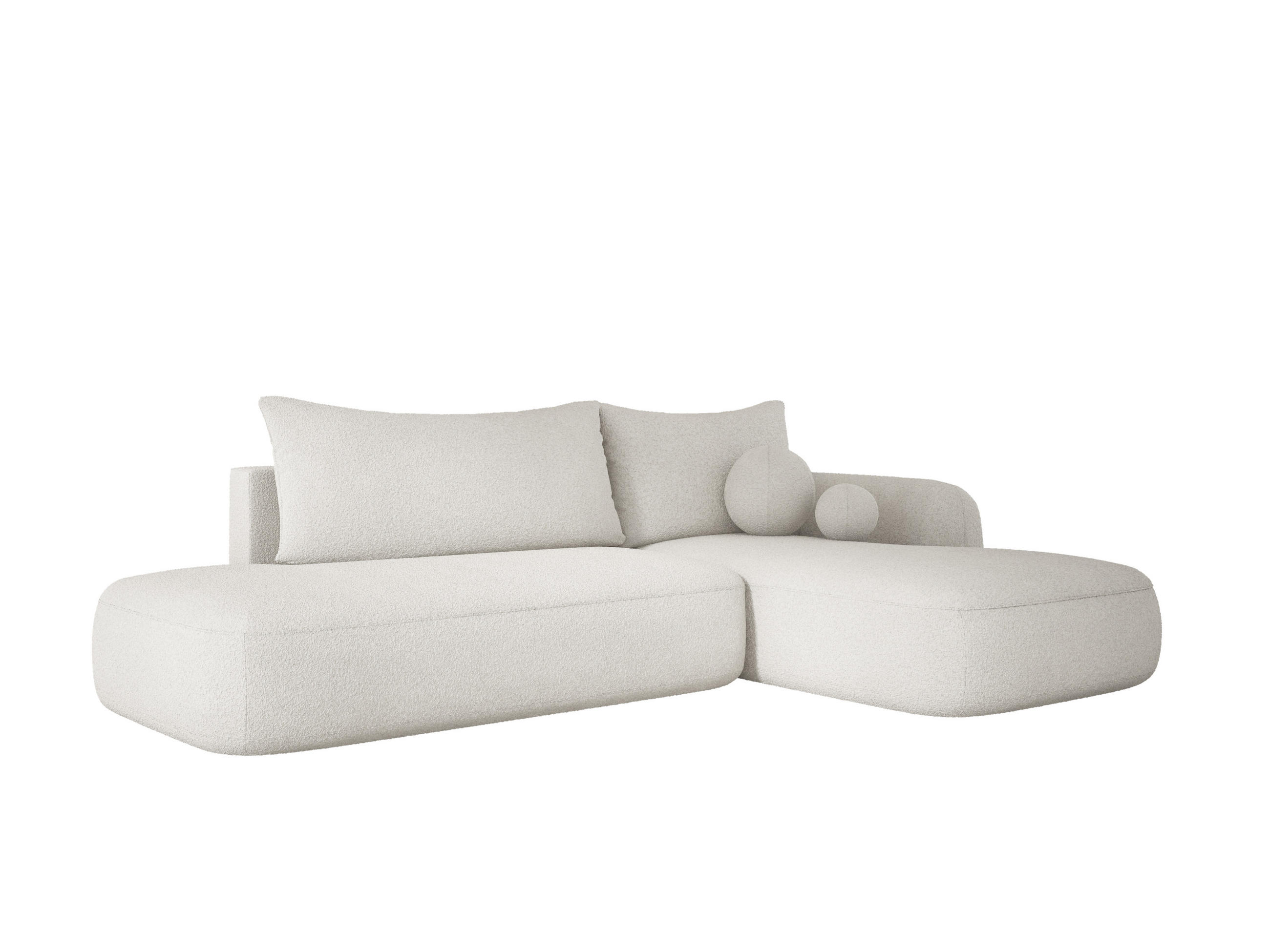 ECKSOFA BABU mit Schlaffunktion, Moderne Polsterecke für Wohnzimmer, funktionales Schlafsofa im Stoff NOW OR NEVER, 300x105x60cm rechte, weiß​ - Weiß, Holz/Textil (300/190cm) - DomoHome