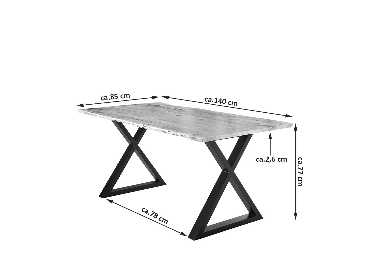 ESSTISCH LUBIN - Beige/Schwarz, Holz/Metall (80/140/77cm) - SAM