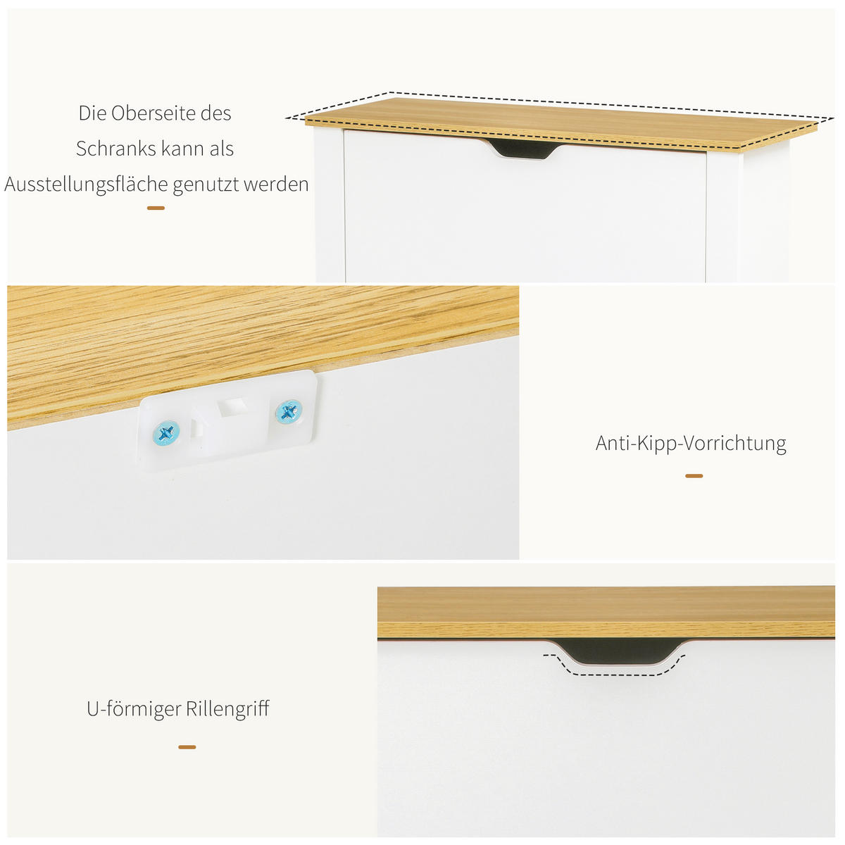 SCHUHSCHRANK Schuhregal mit Schublade Schuhständer für 12 Paar Schuhe Weiß+Natur - Weiß, Holzwerkstoff/Kunststoff (26/80/72cm) - HOMCOM