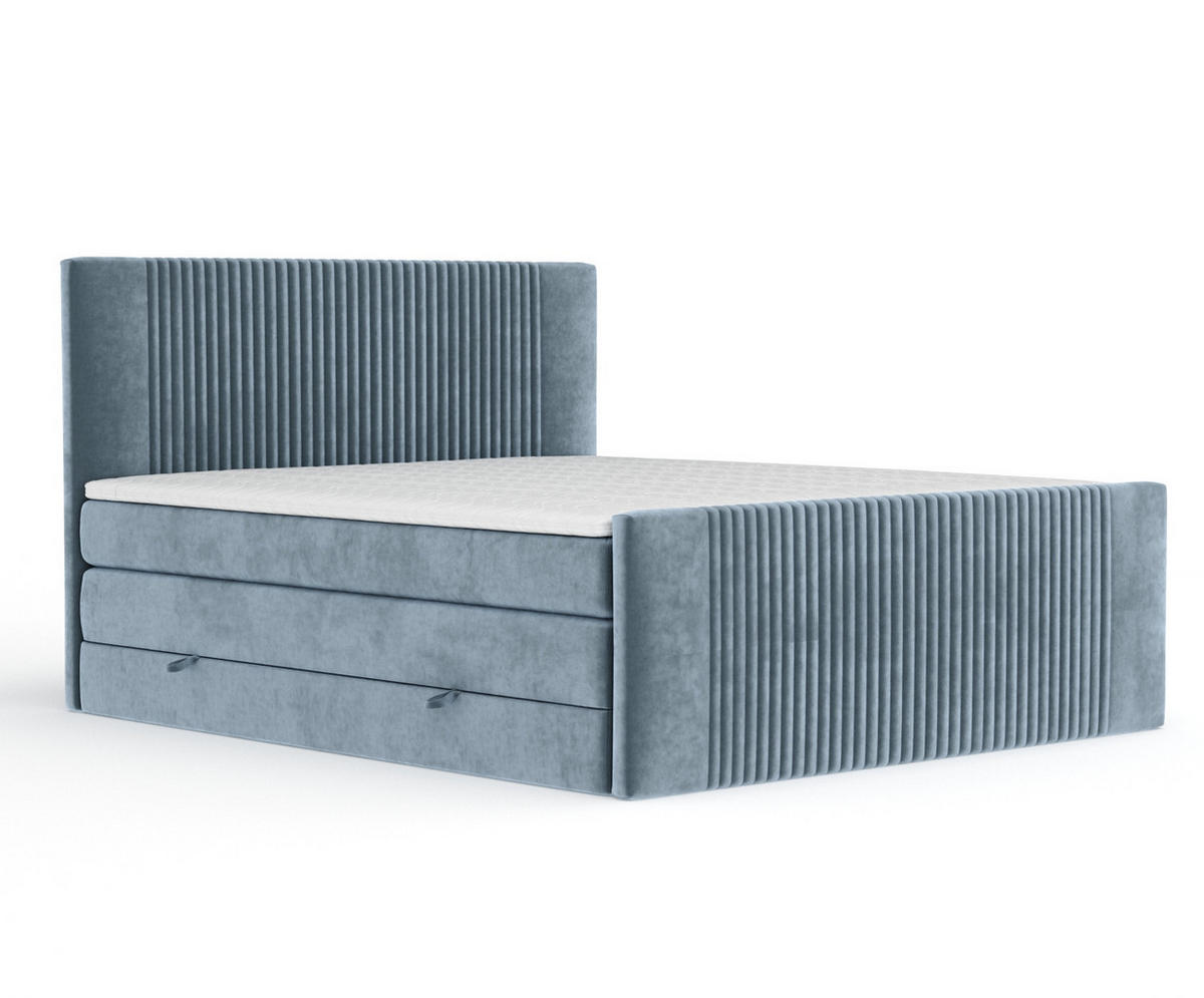 BOXSPRINGBETT Bergamo Blau Grau 140/200 cm - Blaugrau/Schwarz, Holz/Holzwerkstoff (140/200cm) - Maison de Reve