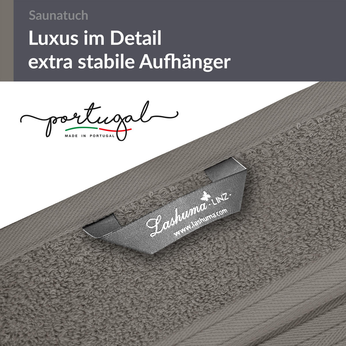 BADETUCH Linz Dunkelgrau 100x200 cm - Grau, Textil (100/200cm) - Lashuma