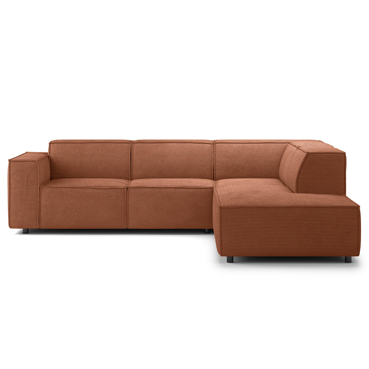 ECKSOFA mit Ottomane - Schwarz/Braun, Kunststoff/Textil (260/234cm) - home24