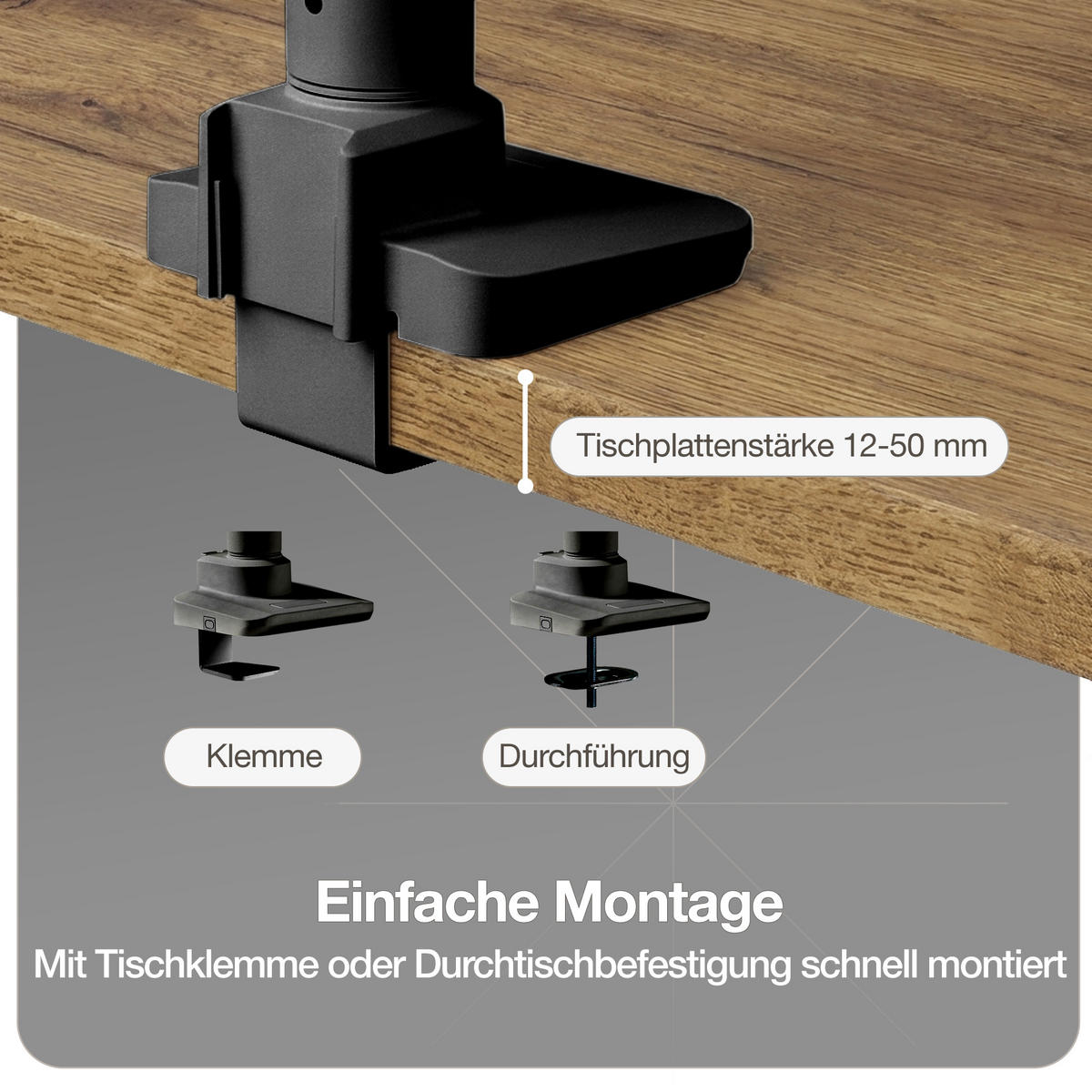 MONITORARM Doppel-Monitorarm in schwarz mit Gasfeder für 2 Monitore 17–35 Zoll bis je 20kg / Schwarz - Schwarz, Metall (25/50/13cm) - ASSMANN