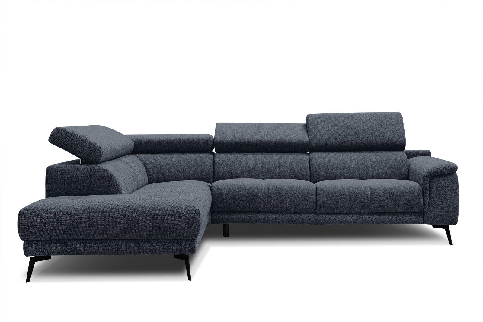 ECKSOFA FIERO 5-Sitzer, dunkelblau - Schwarz/Dunkelblau, Holzwerkstoff/Textil (158/269cm) - Courtois Laville