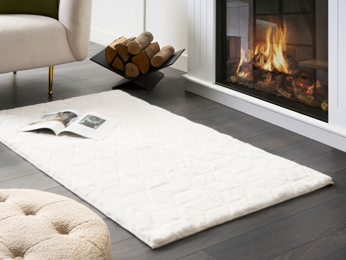 SHAGGY-KUNSTFELLTEPPICH Thatta 150/80 cm - Weiß, Kunststoff (80/150cm) - Beliani