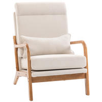 SESSEL DE-13363 hohe Rückenlehne & Lendenkissen Creme - Creme, Holz (64/93/86cm) - ComfortXL