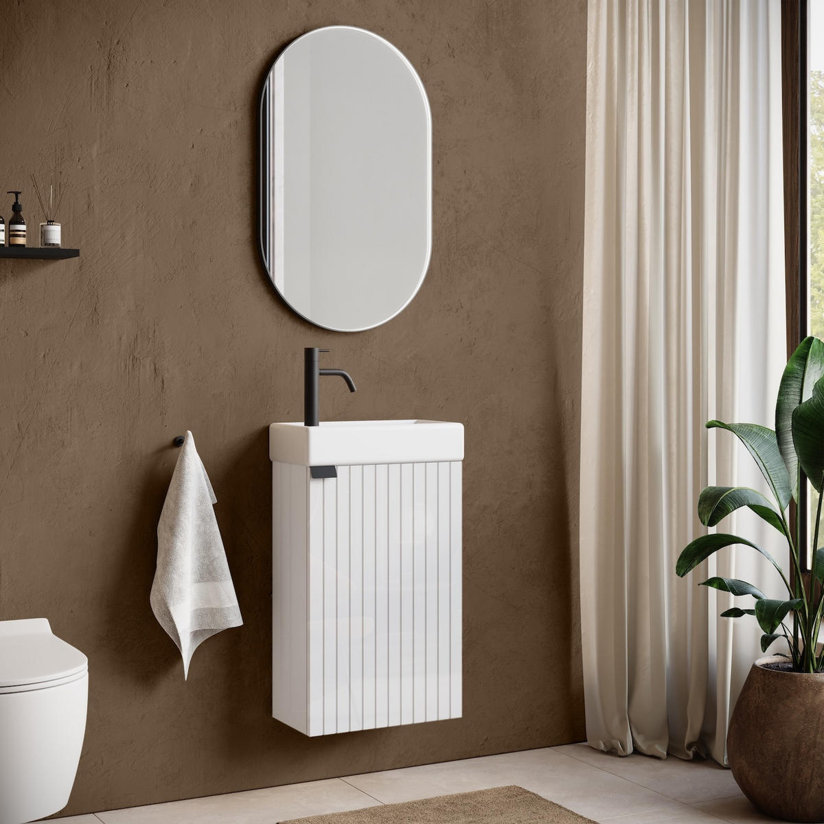 GÄSTE-WC-MÖBELSET Bosco 2 Teile Weiß Matt - 40 x 22 x 68 cm - Weiß, Holz (40/68/22cm) - Badplaats