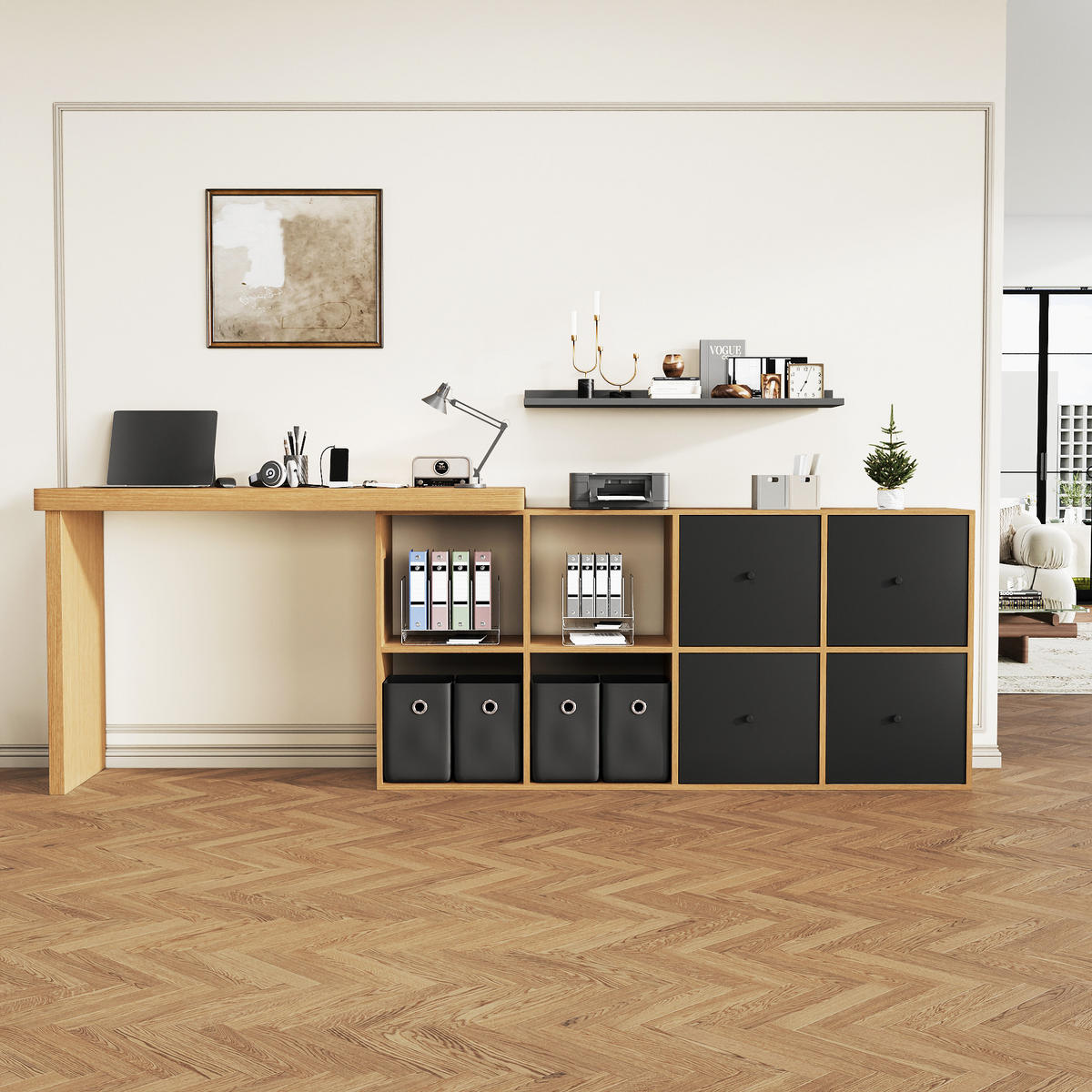 ECKSCHREIBTISCH 360° drehbar L-Form 4 Schubladen 4 Fächer MDF modern - Multicolor, Holzwerkstoff (120/48/78cm) - FLIEKS