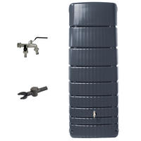 REGENTONNE Wandtank Komplett-Set 650 L, graphite grey inkl. Chrom-Doppelauslaufhahn und Fallrohranschluss - Grau, Kunststoff (79/210/52cm) - 4rain
