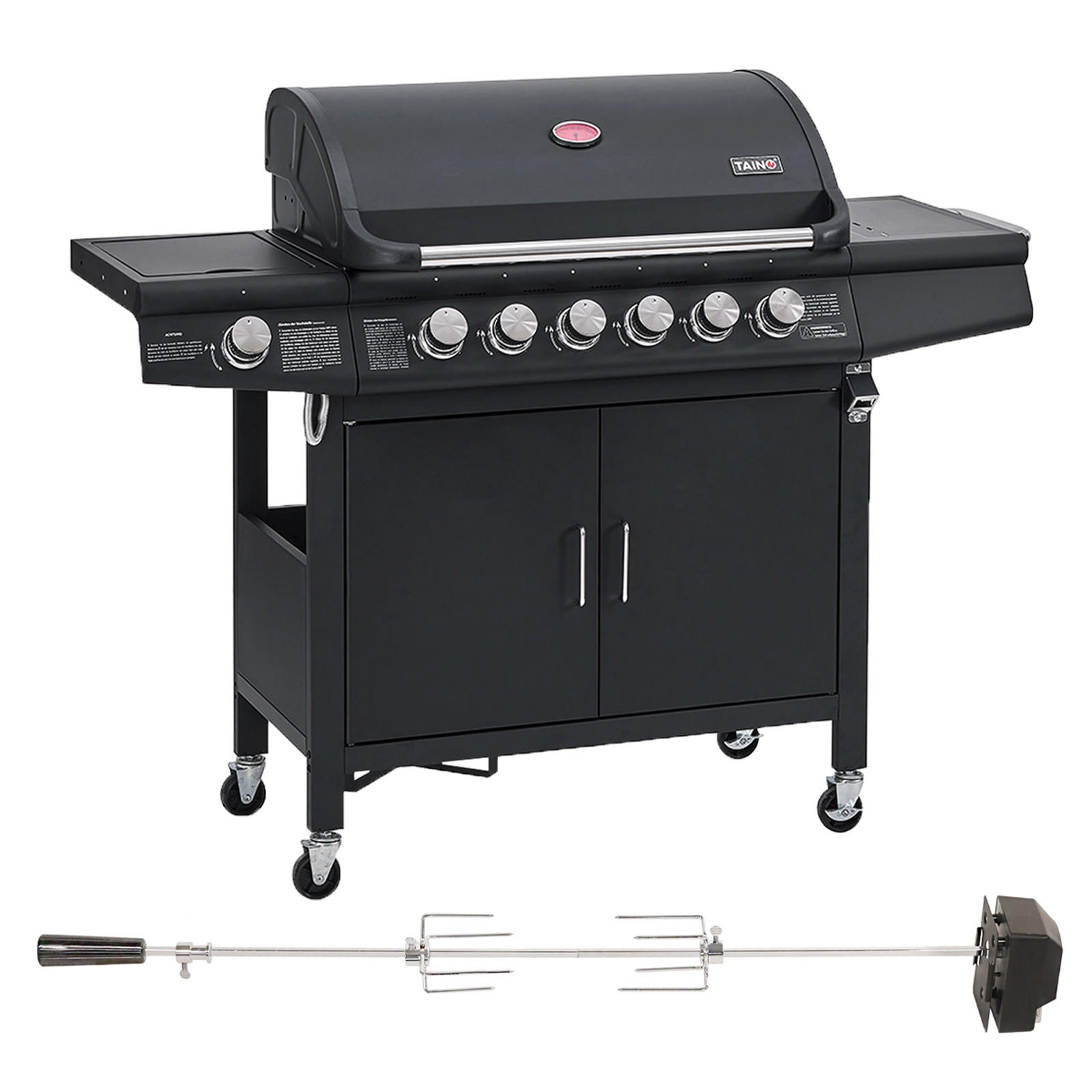 GASGRILL Set RED 6+1 - Schwarz, Metall (146/114/54cm) - TAINO