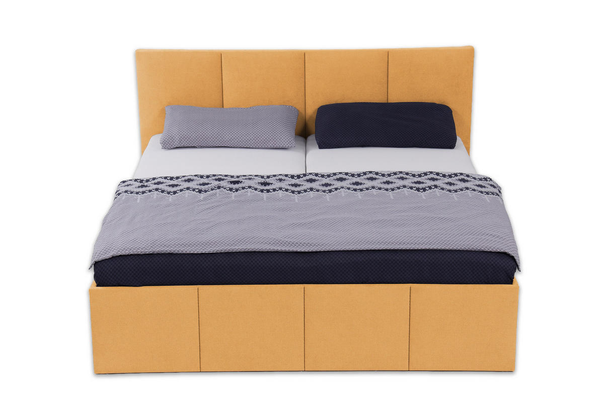 POLSTERBETT Dalas Gold 180 x 200 x 40 cm Stauraum Mit hochwertiger Matratze H2 (bis 100 kg) und Lattenrost - Goldfarben, Holz (180/200cm) - Halmon Schlafkomfort Betten 