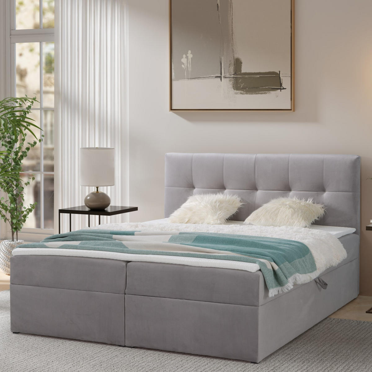 BOXBETT Toronto 180x200 Bonell-Matratze H3 und Topper - Silberfarben/Grau, Holz/Holzwerkstoff (180/200cm) - Ravio