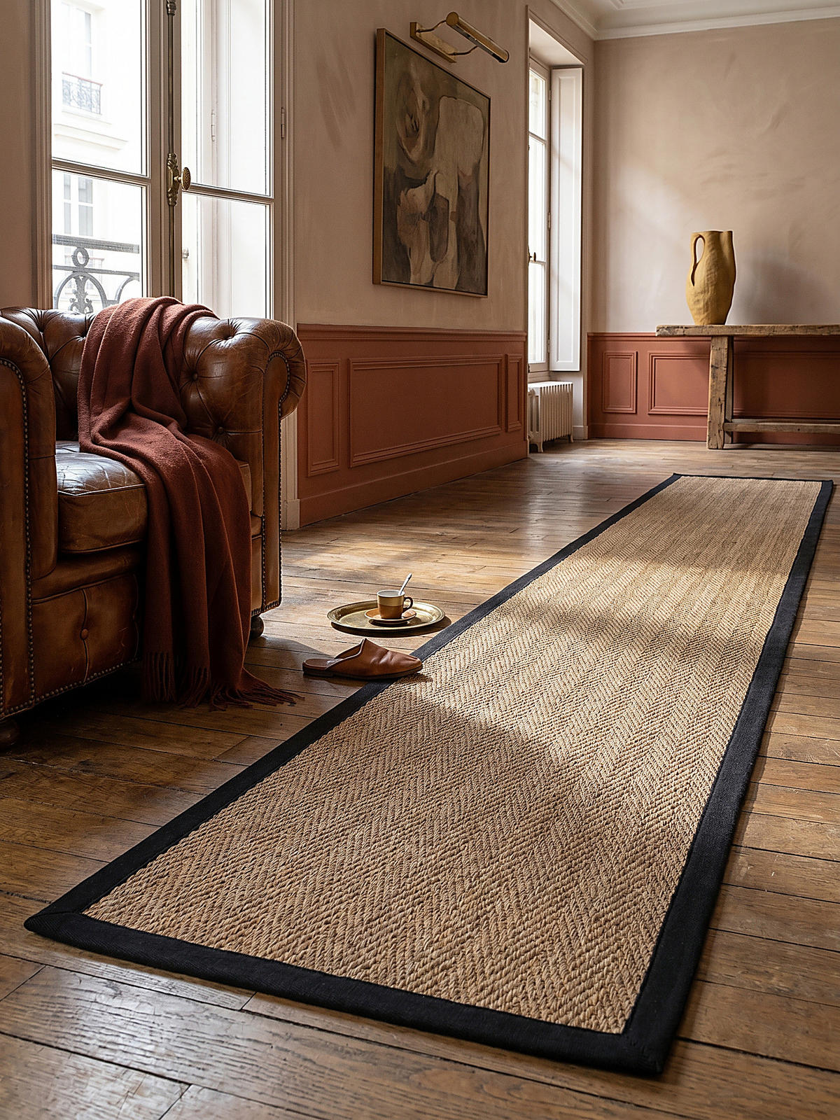 JUTETEPPICH TRENT, geometrisch, Braun-Schwarz, 60 x 230 cm - Schwarz/Naturfarben, Textil (60/230cm) - KADIMA DESIGN