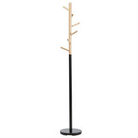 KLEIDERSTÄNDER Kiefernholz/Metall hellbraun/schwarz 170 cm Aubum - Hellbraun/Schwarz, Holz (29/170/29cm) - Beliani