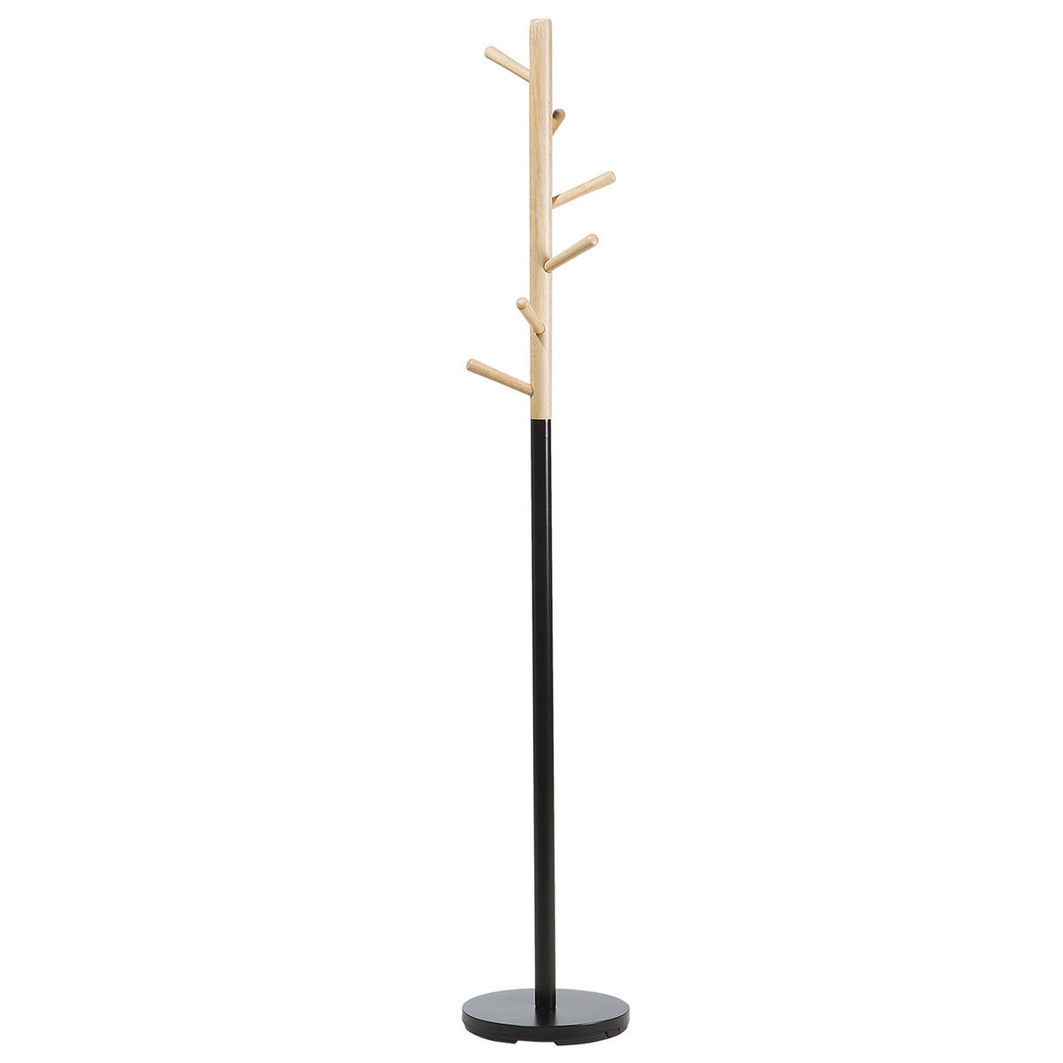 KLEIDERSTÄNDER Kiefernholz/Metall hellbraun/schwarz 170 cm Aubum - Hellbraun/Schwarz, Holz (29/170/29cm) - Beliani