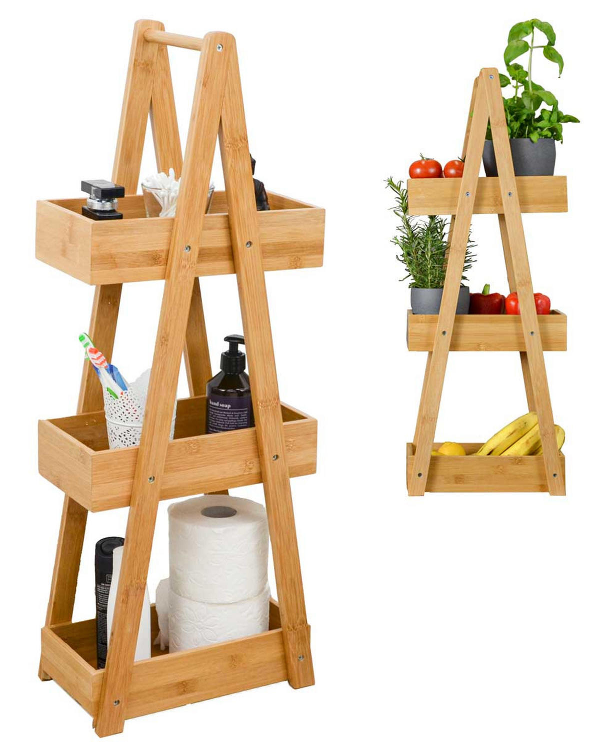BAMBUS-BADEZIMMER-REGAL 30x18x80 cm inkl. 3 Körbe - Braun, Holz (18/80/30cm) - Dunedesign