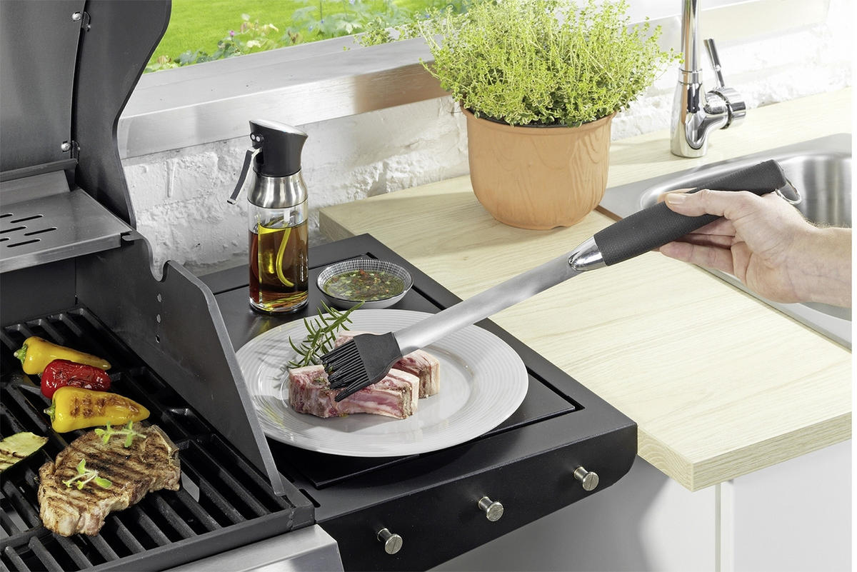 GRILLPINSEL Silikon Premium - Grau, Metall (2.4cm) - Maximex