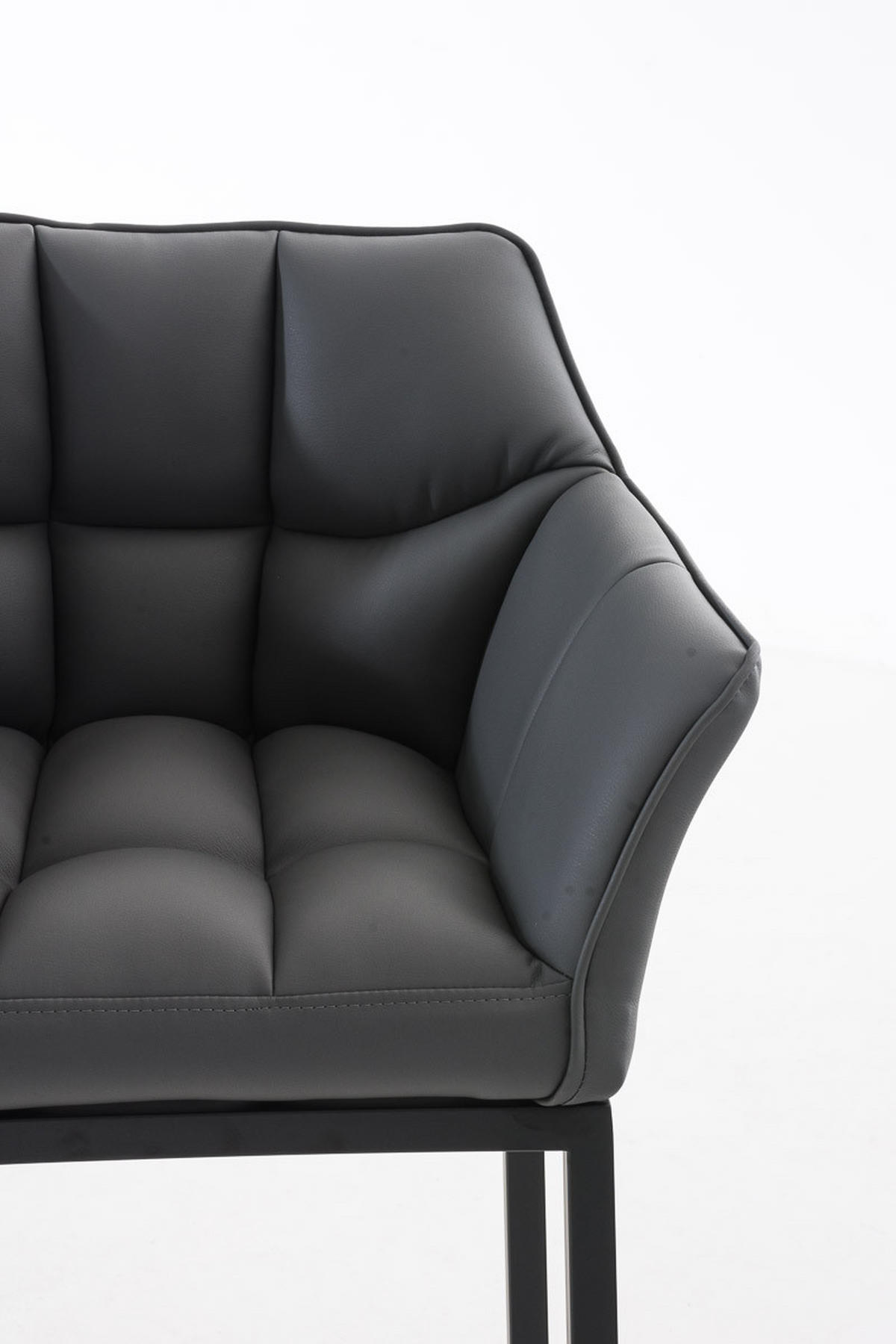 BARHOCKER Gibel Kunstleder Grau Schwarz - Grau, Leder (64/110/48cm) - DELUKE