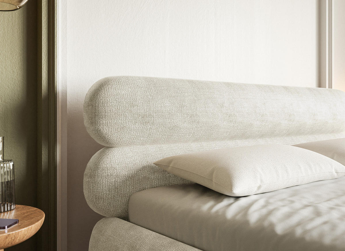 POLSTERBETT Roule Graubeige Chenille mit goldenen Metallbeinen 180 cm - Greige/Goldfarben, Textil/Metall (180/200cm) - Selsey