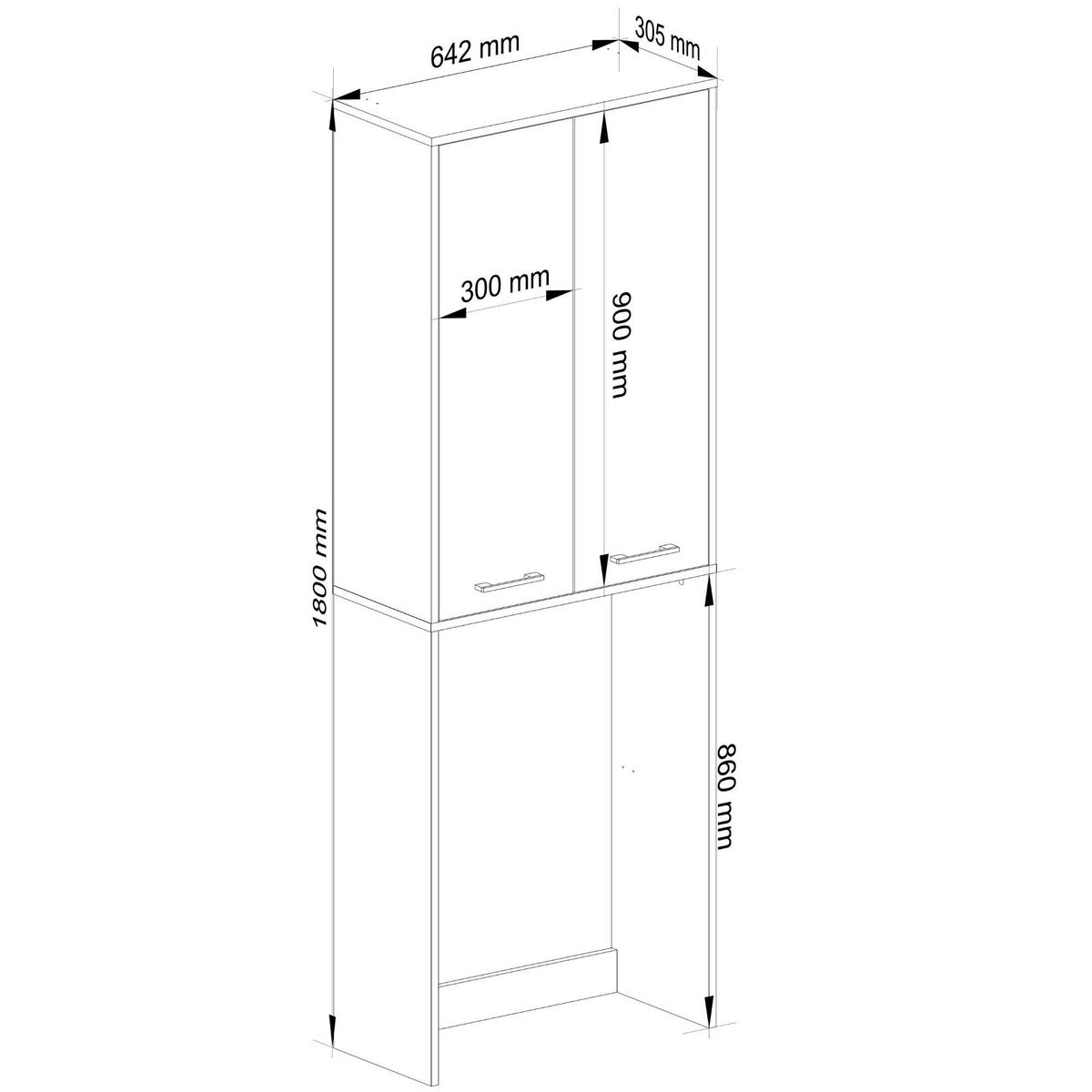 WASCHMASCHINENSCHRANK FIN Grau, Weiß 30x64x180 cm - Silberfarben/Weiß, Holzwerkstoff/Kunststoff (64/180/30cm) - Akord